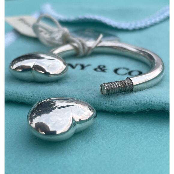 Vintage Tiffany Co. Sterling Silver Puffy Heart Ball Screwball Key Ring Keychain - Picture 3 of 16
